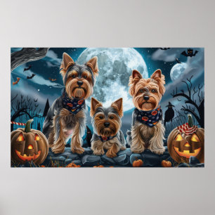 Affiche Yorkshire Terrier Halloween Éffrayant