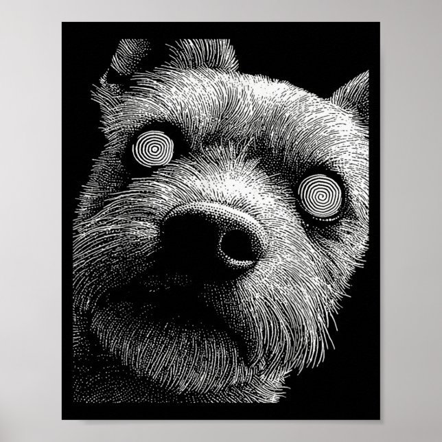 Affiche Yorkshire Terrier Hypnotique Yeux Impairs Weirdcor (Devant)