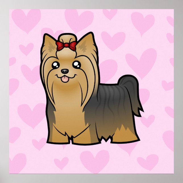Affiche Yorkshire Terrier Love (cheveux longs avec arc) (Devant)