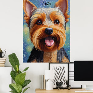 Affiche Yorkshire Terrier Pointillisme Portrait de chien