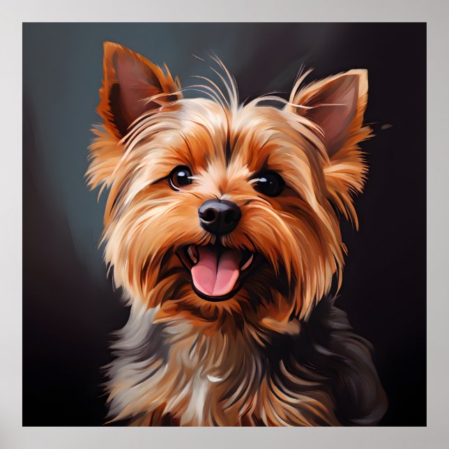Affiche Yorkshire Terrier Realisme Art Portrait (Devant)