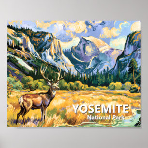 Affiche Yosemite Half Dome Animal Cerf Van Gogh Vintage