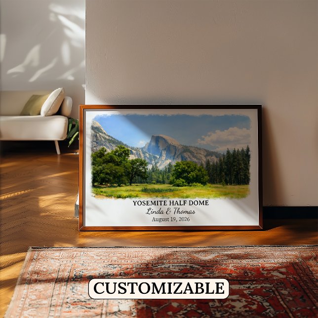Affiche Yosemite Half Dome Californie, Aquarelle, (Créateur téléchargé)