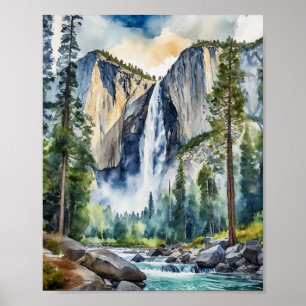 Affiche Yosemite National Park California Watercolor