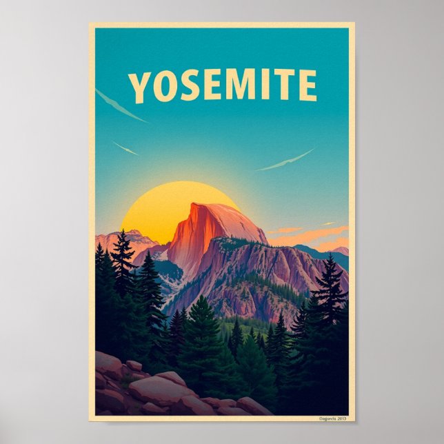 Affiche Yosemite National Park Half Dome Vintage (Devant)