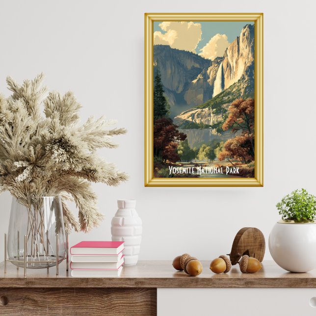 Affiche Yosemite National Park Rivière Randonnée Rétro Vin (Créateur téléchargé)