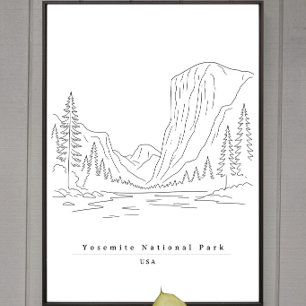 Affiche Yosemite National Park USA Minimaliste Ligne Artis