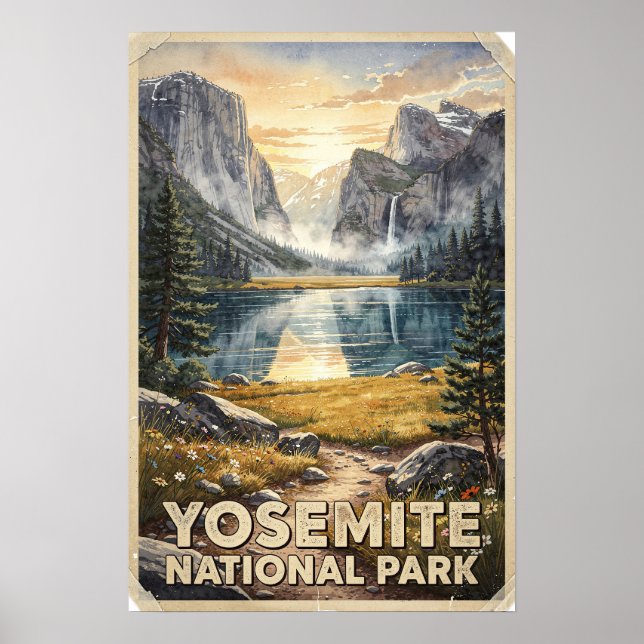 Affiche Yosemite National Park Voyage Vintage (Devant)
