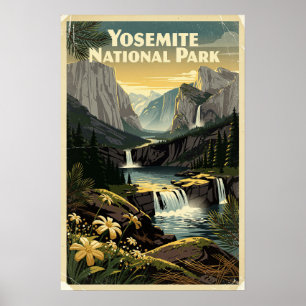 Affiche Yosemite Parc National Rétro