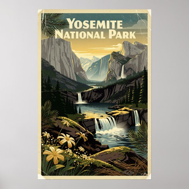 Affiche Yosemite Parc National Rétro (Devant)