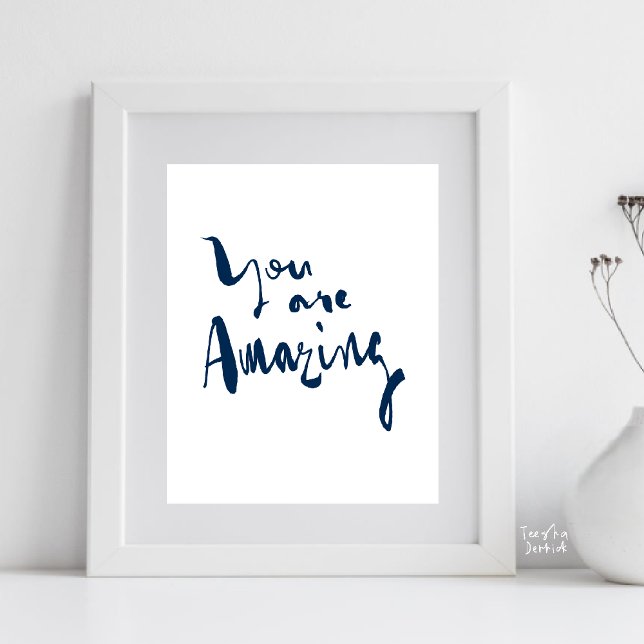 Affiche You are amazing Minimalist Motivational Inspired (You are amazing Minimalist Motivational Poster Inspirational Quotes Home Office gift in Navy Blue)