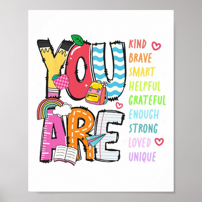 Affiche You Are Kind Brave Smart Helpful Loved Kindergarte (Devant)