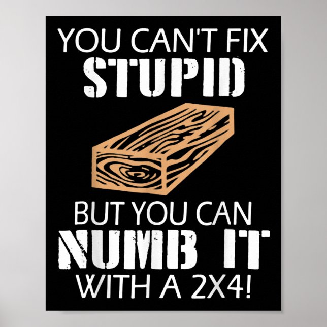 Affiche You Can't Fix Stud But You Can Numb It With A 2x4  (Devant)