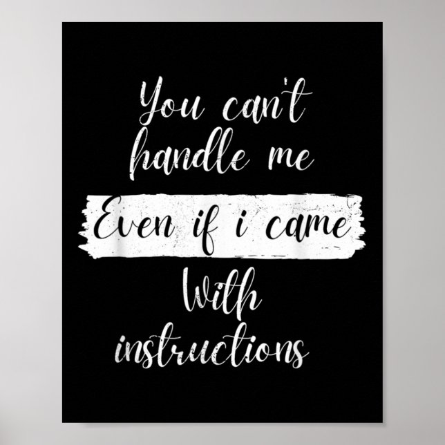 Affiche You Can't Handle Me Even If I Came With Instructio (Devant)