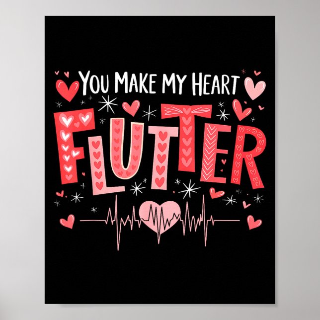 Affiche You Make My Heart Flutter Cardiac Nurse Valentine  (Devant)