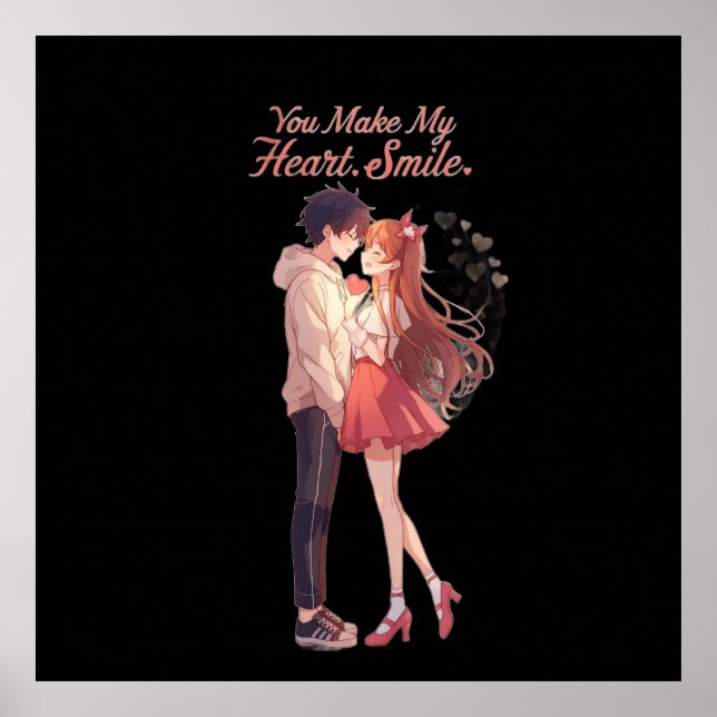 Affiche You Make My Heart Smile Anime Couple T-Shirt (Devant)