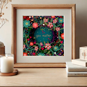 Affiche "You Matt" Turquoise Floral Inspirational Classroo