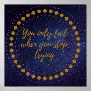 Affiche You only fail when you stop trying wood wall art