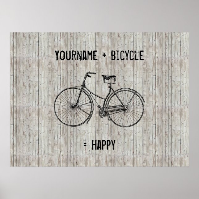 Affiche You Plus Bicycle Equals Happy Antique (Devant)