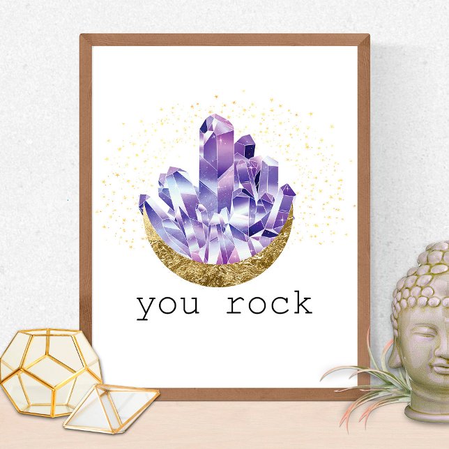 Affiche You Rock Amethyst Crystals Spiritual Watercolor (Créateur téléchargé)