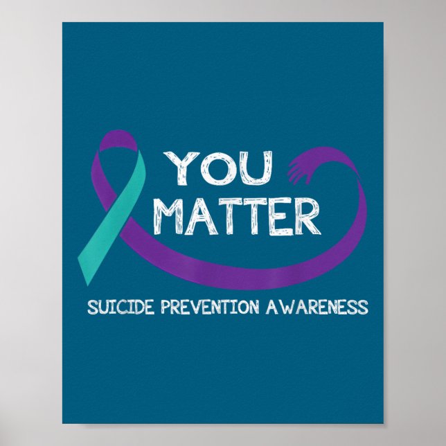 Affiche You Suicide Prevention Awareness Teal Purple Hand  (Devant)