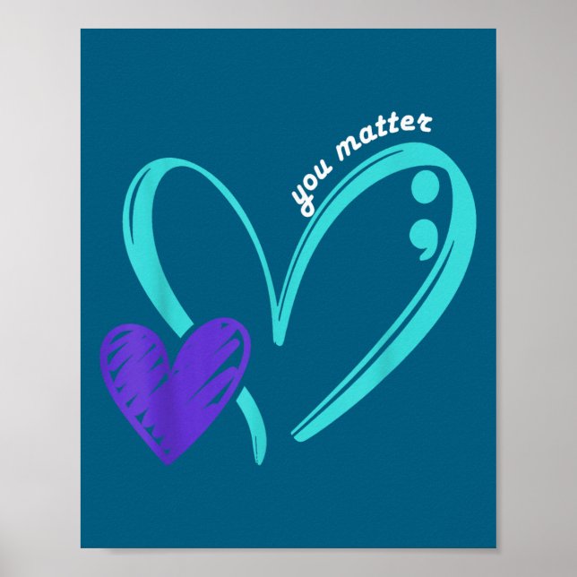 Affiche You Suicide Prevention Awareness Teal Purple Heart (Devant)