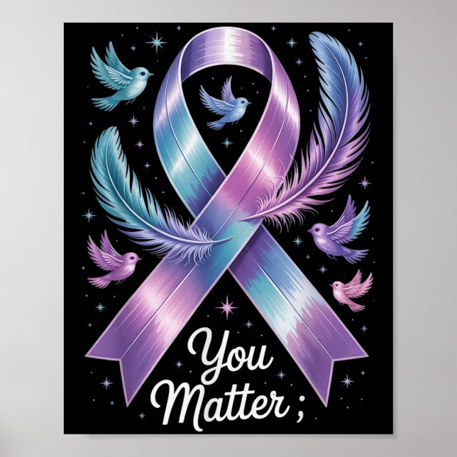 Affiche You Teal &amp; Purple Ribbon Suicide Prevention Aw (Devant)