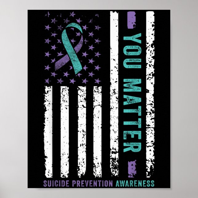 Affiche You Teal &amp; Purple Ribbon Suicide Prevention Aw (Devant)