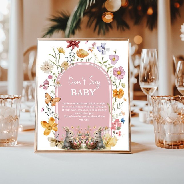 Affiche YouBunny Pâques ne dit pas signe de baby shower bé (Créateur téléchargé)