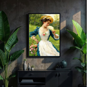 Affiche Young Beauty With A Basket Of Roses