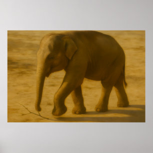 Affiche Young Elephant - Art réaliste de la faune
