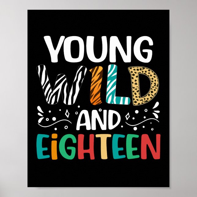 Affiche Young Wild Et Eighteen Funny 18e anniversaire (Devant)