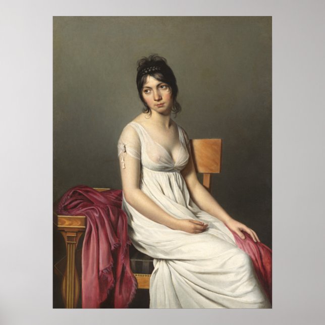 Affiche Young Woman in White, Jacques-Louis David Fine Art (Devant)