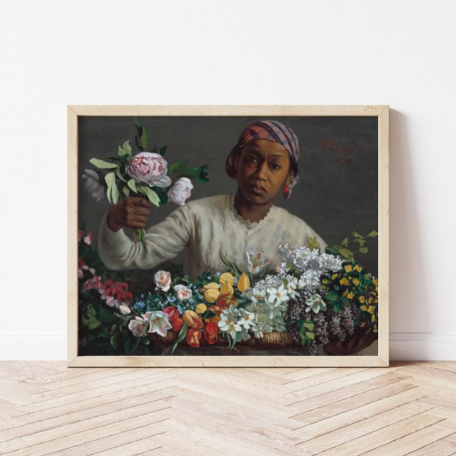 Affiche Young Woman with Peonies | Frédéric Bazille (Créateur téléchargé)