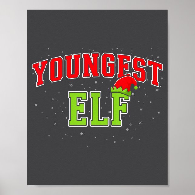 Affiche Youngest Elf Christmas Family Matching Group Xmas  (Devant)