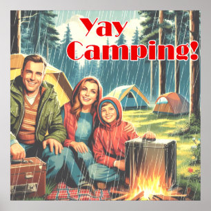Affiche Youpi le camping sous la pluie