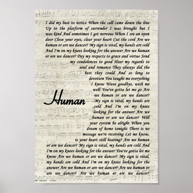 Affiche Your favorite song lyrics and music made into wall (Devant)