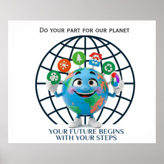 Affiche Your Future Your Steps Earth Day Sustainability