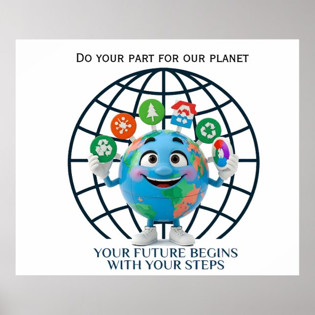 Affiche Your Future Your Steps Earth Day Sustainability (Devant)