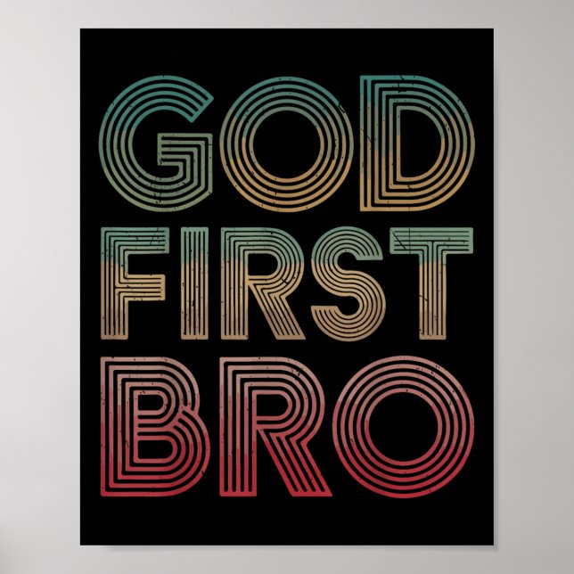 Affiche Youth Boy God First Bro Funny Christian God Brothe (Devant)