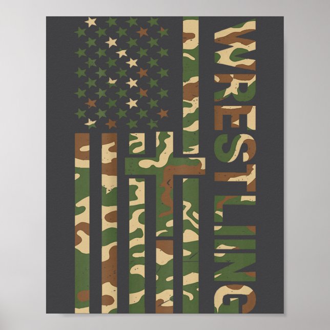 Affiche Youth Camo Wrestling American Flag Us Patriotic Bo (Devant)