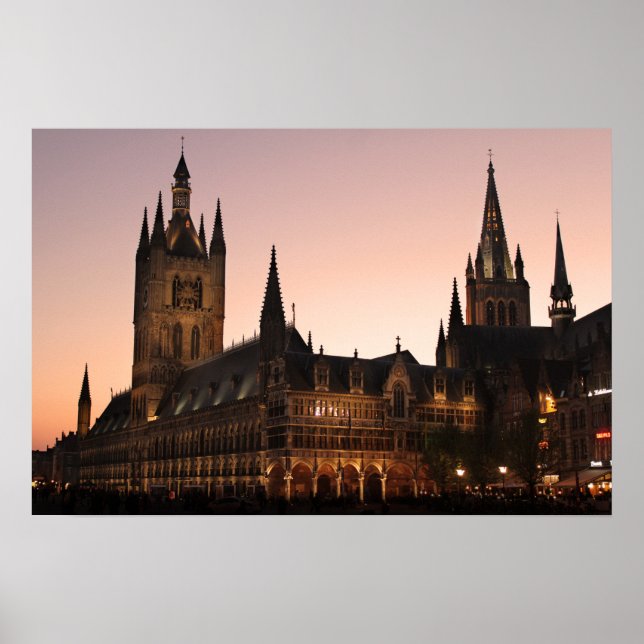 Affiche Ypres Cloth Hall, Belgique par nuit (Devant)
