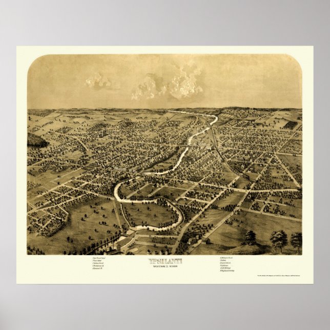 Affiche Ypsilanti, MI Panoramic Map - 1868 (Devant)