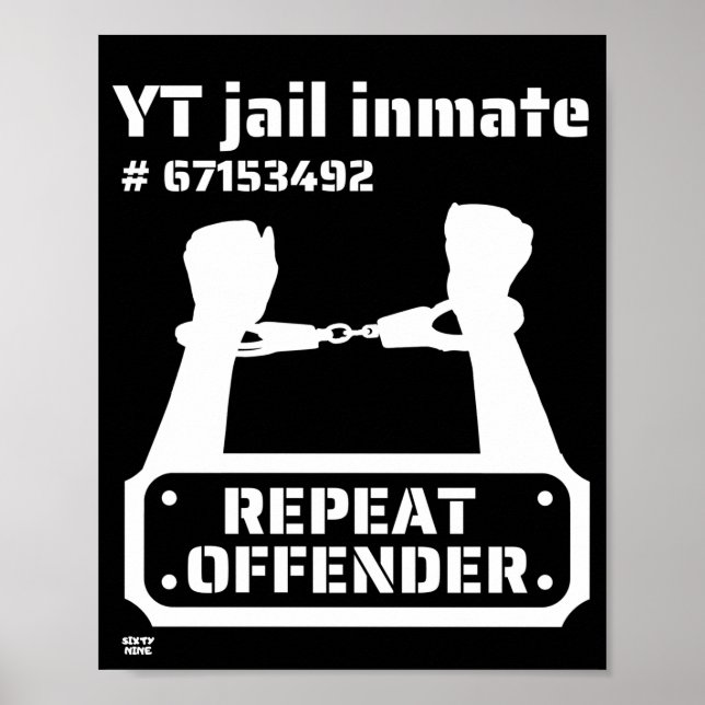 Affiche "YT JAIL INMATE" drôle de détenu (Devant)