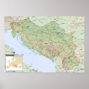 Affiche YU mapa hrvatski