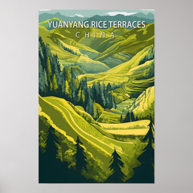 Affiche Yuanyang Rice Terrasses Chine Voyage (Devant)
