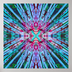 Affiche Yucca Op Art en Turquoise