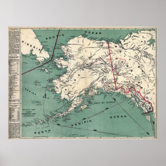AFFICHE YUKON KLONDIKE GOLD RUSH MAP 1897 (Devant)