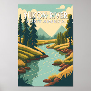 Affiche Yukon River North America Travel Art Vintage