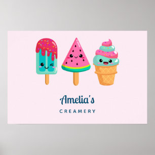 Affiche Yummy Ice Cream Trio Summer Vibe Business